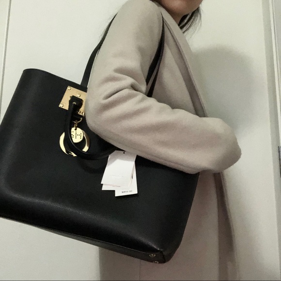 Sophie Hulme Black Leather East West Tote Work Bag - Picture 8 of 8